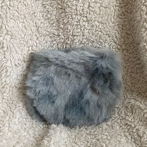 grey blue furry coin purse